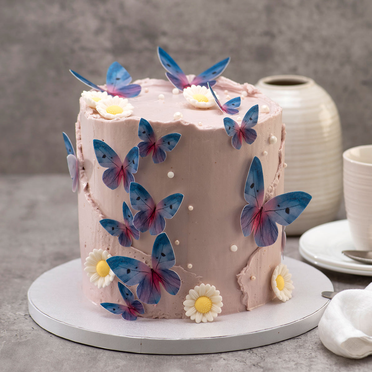 BUTTERFLIES WAFER BLUE TONES 3-6CM