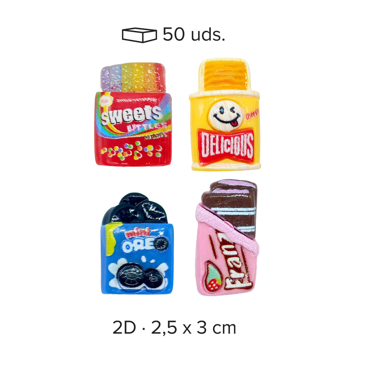 SWEETS XMAS FIGURINES 2D ASSORT. 1.7X2.2CM PVC