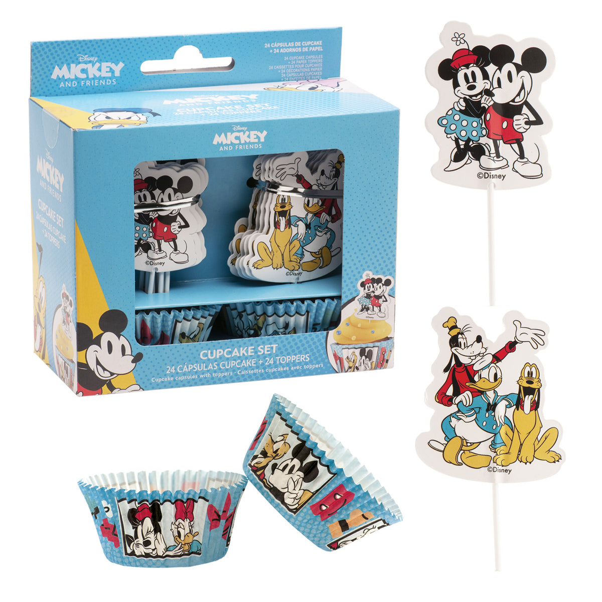 KIT DECORACION CUPCAKES CON TOPPERS MICKEY AND FRIENDS