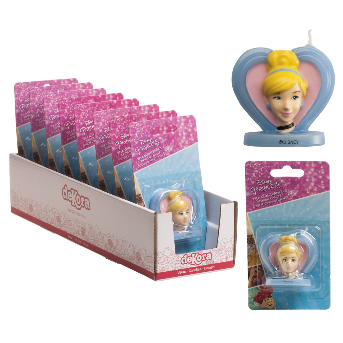 DISPLAY 8 VELAS 3D CENICIENTA 5,5CM
