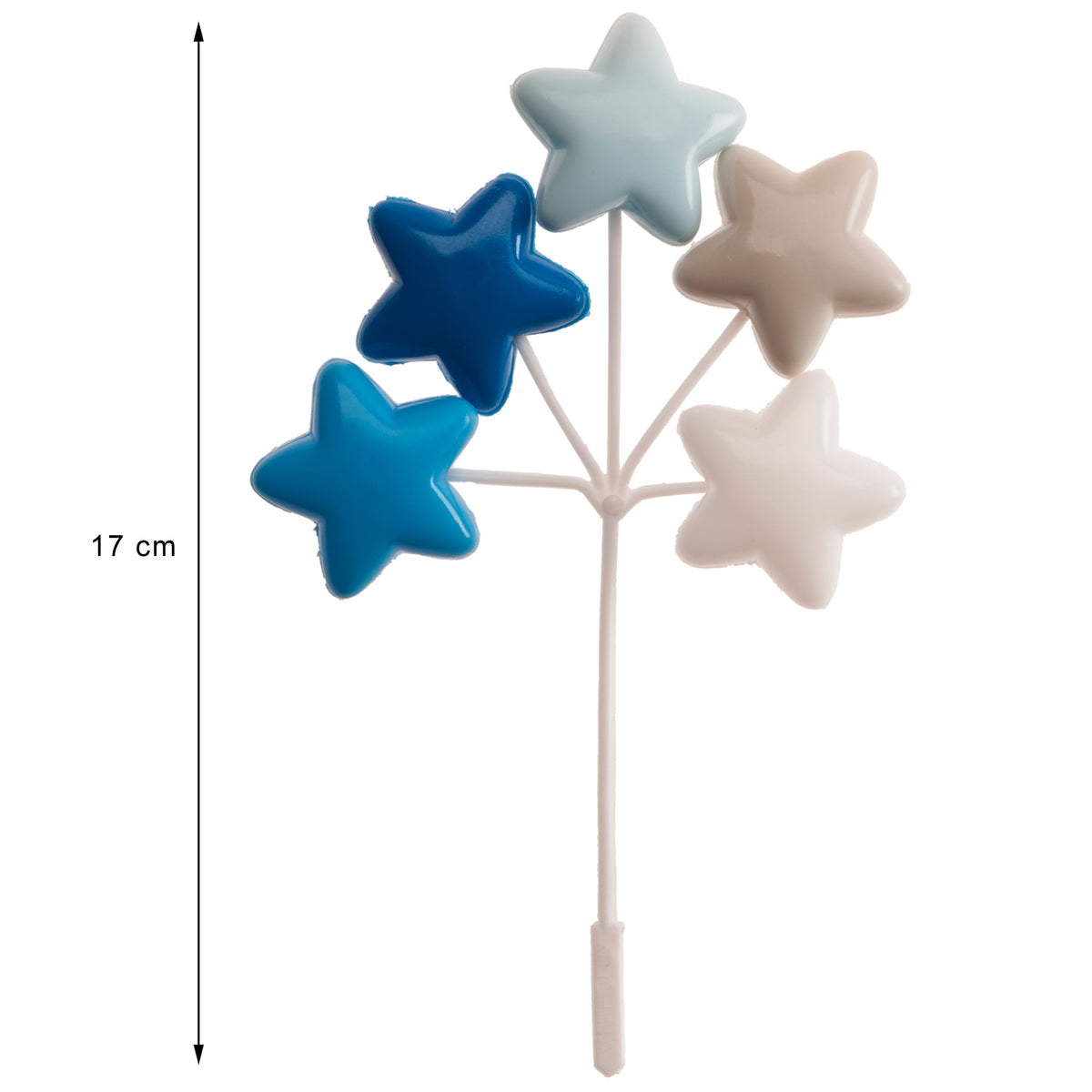 SET PLASTICO GLOBOS Y ESTRELLAS AZULES 17CM*