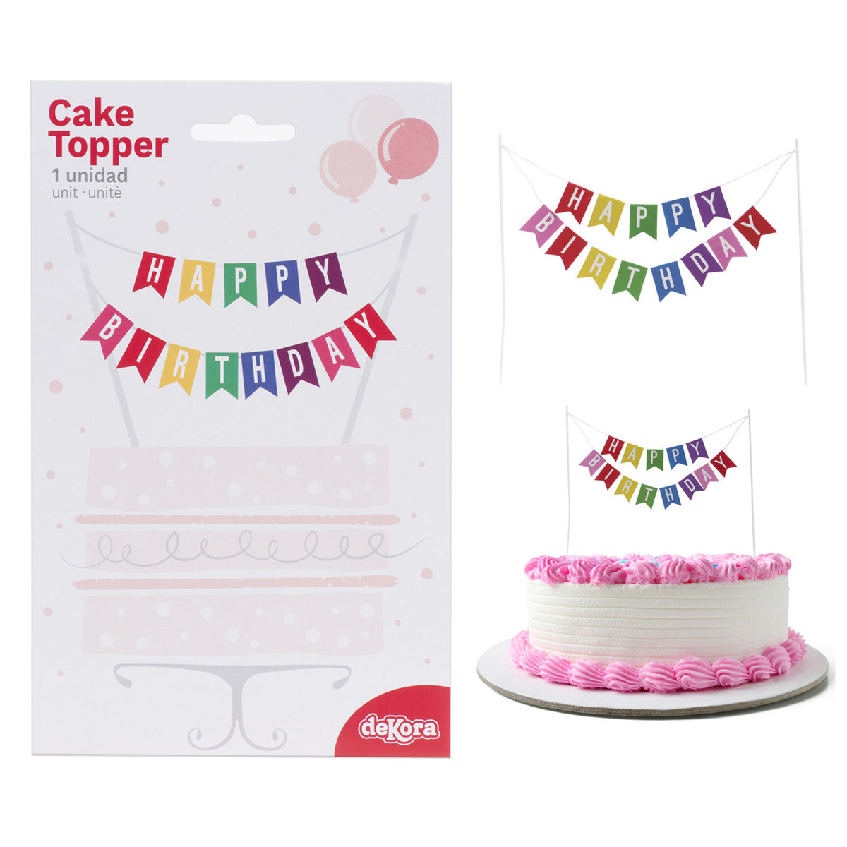 HAPPY BIRTHDAY FLAG CAKE TOPPER