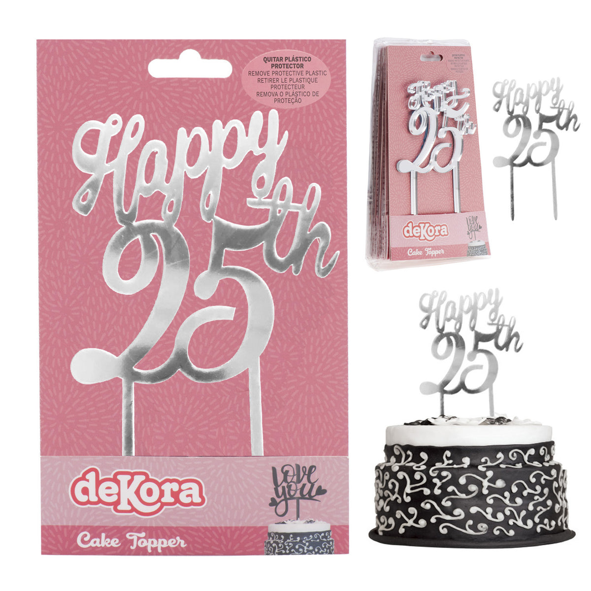 CAKE TOPPER 25th ANNIVERSARY 16CM