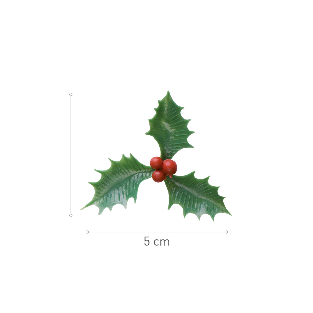 CAKE TOPPER PLASTICO HOJA ACEBO VERDE 5CM 72 UDS