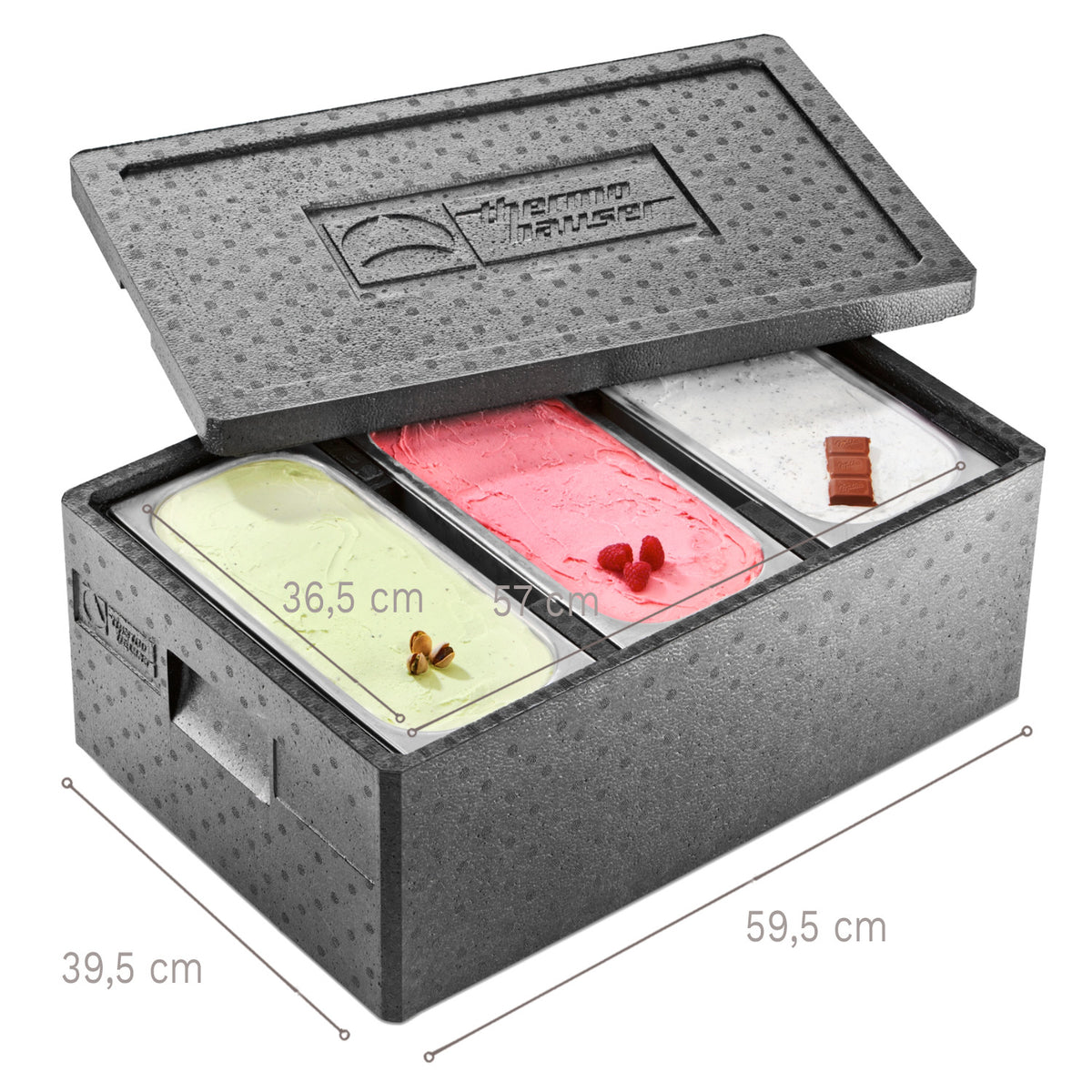 CAJA ICE-CREAM PARA HELADOS CON TAPA 59,5 x 39,5 CM