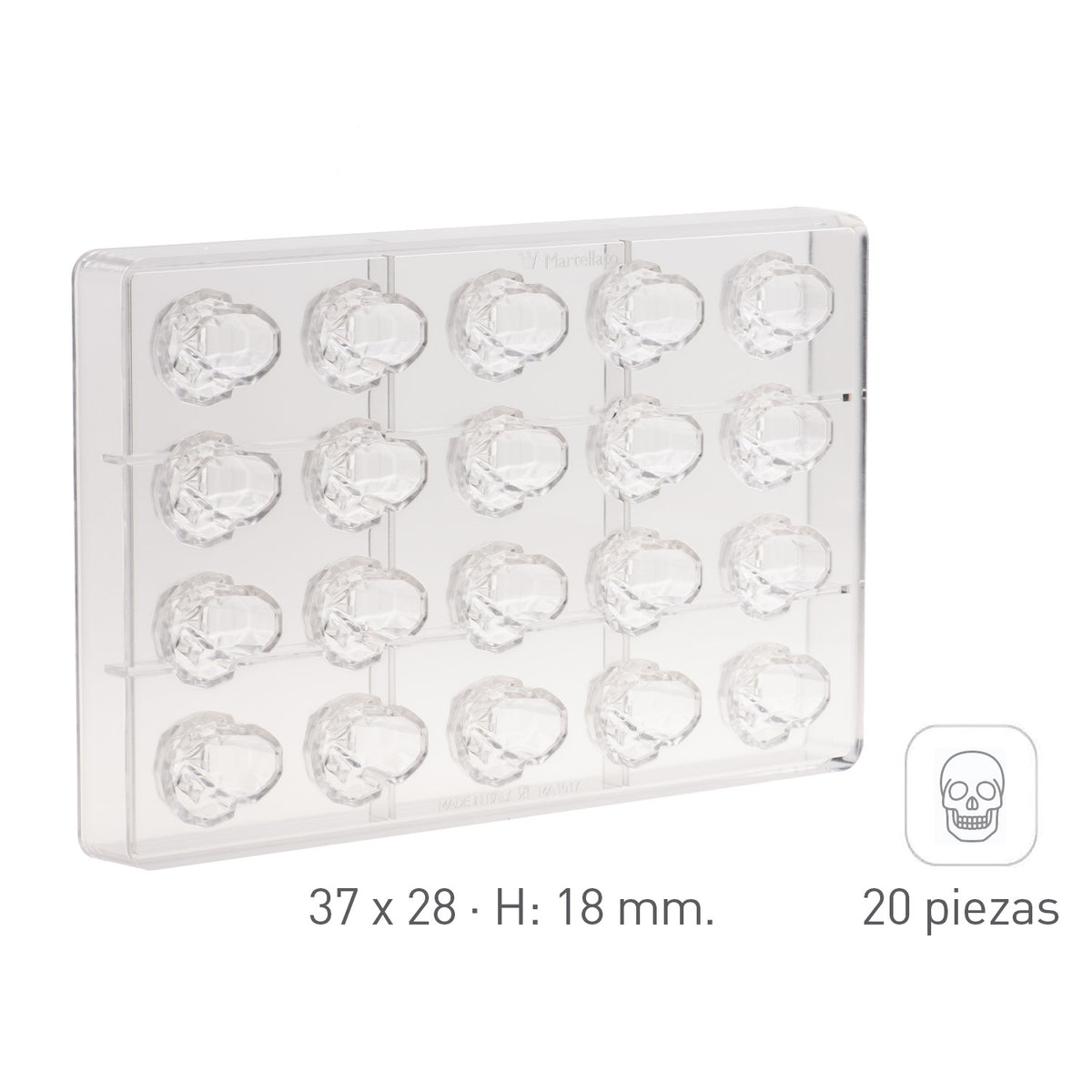 MOLDE POLICARBONATO CALAVERA DIAMANTE 37X28 H18MM | 20U