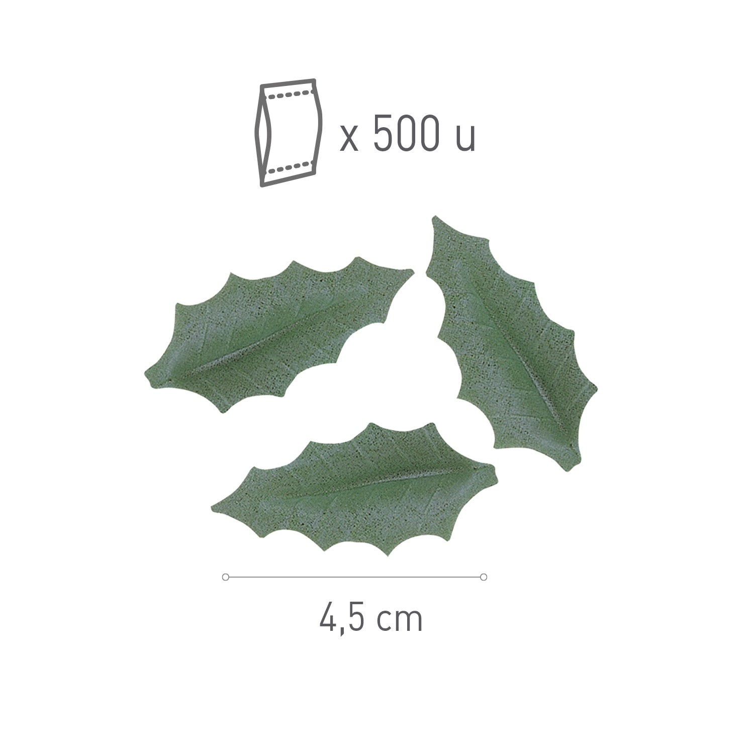 HOJA ACEBO VERDE OSCURO 4,5CM