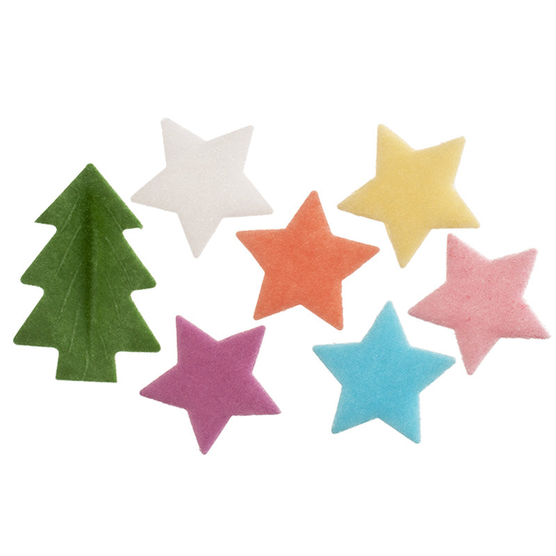 DECORACIÓN OBLEA ESTRELLAS Y ÁRBOLES NAVIDAD 3,5 CM