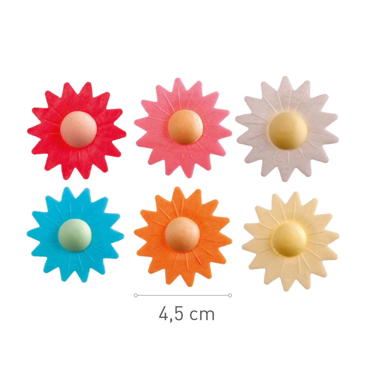 DAISY WAFER FLOWERS 6 COLORS ASSORTED Ø 4,5CM