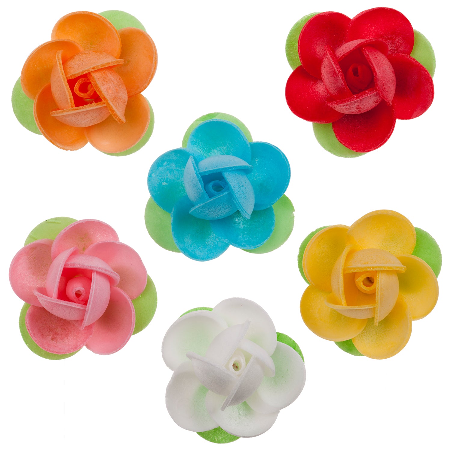 ROSA MINI OBLEA C/ HOJA COLORES SURTIDOS 4CM