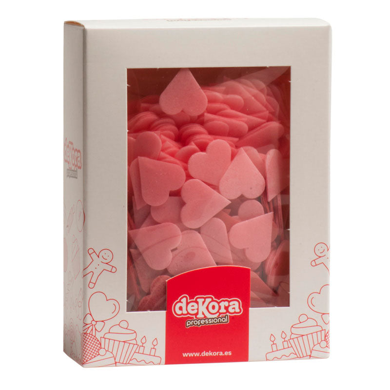 CORAZONES DE OBLEA ROSA Y ROJO SURTIDOS 2CM