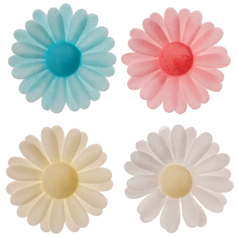 150 WAFER DAISY FLOWERS ASSORTED COLORS 4,5 CM
