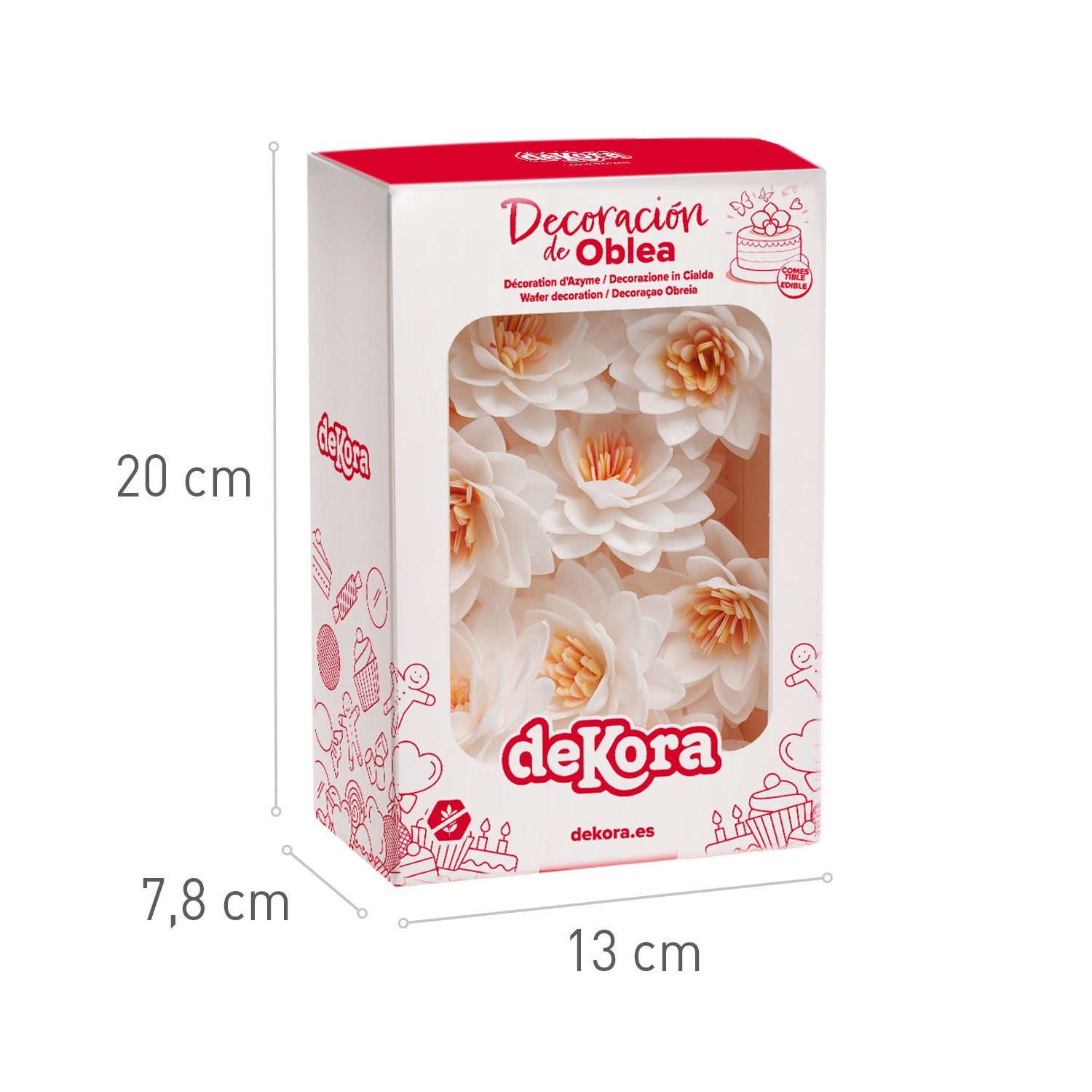 CAJA DE 15 FLORES DE LOTO DE OBLEA COLOR BLANCO Ø 7CM