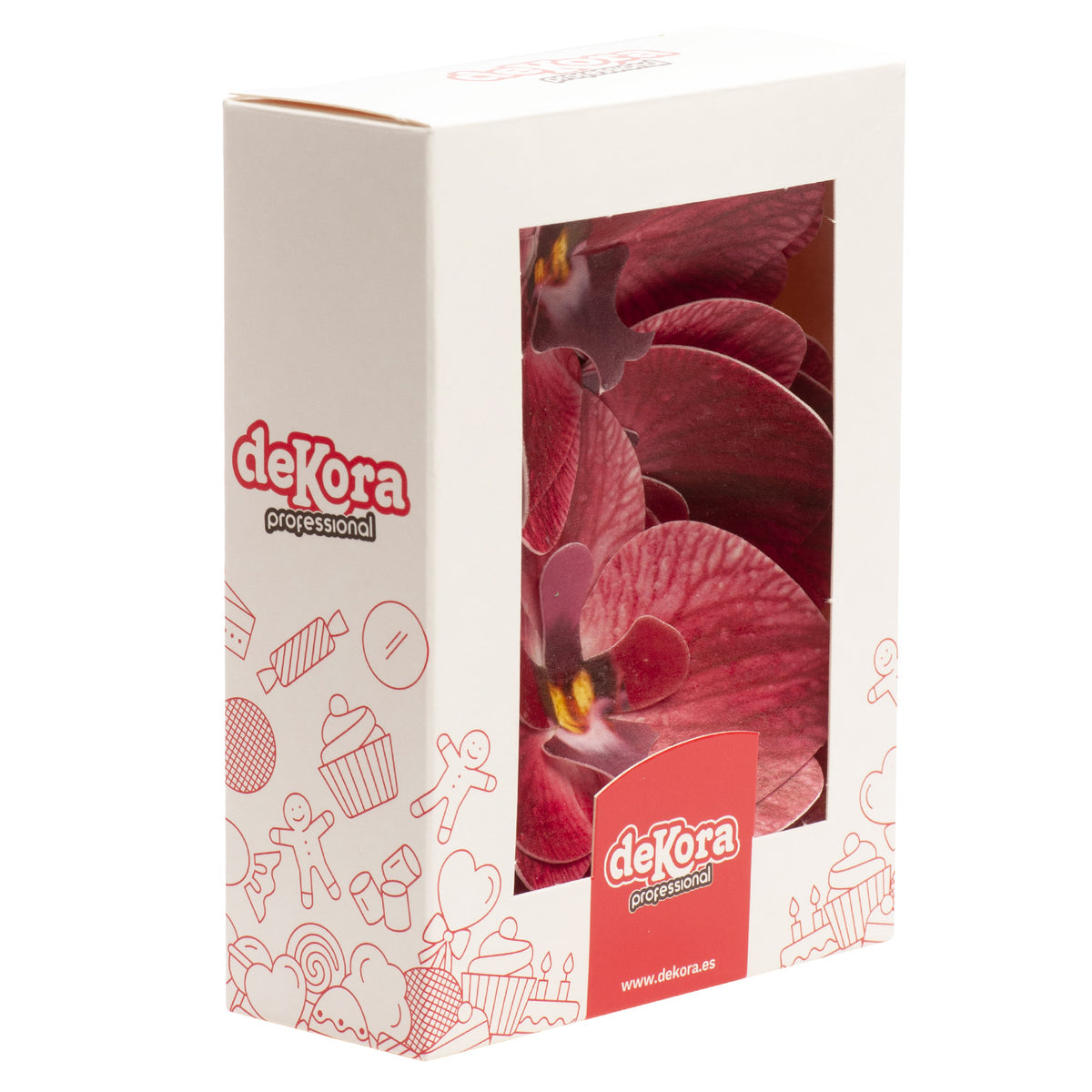 BOX OF 10 BURGUNDY WAFER ORCHIDS 8.5-7.5CM