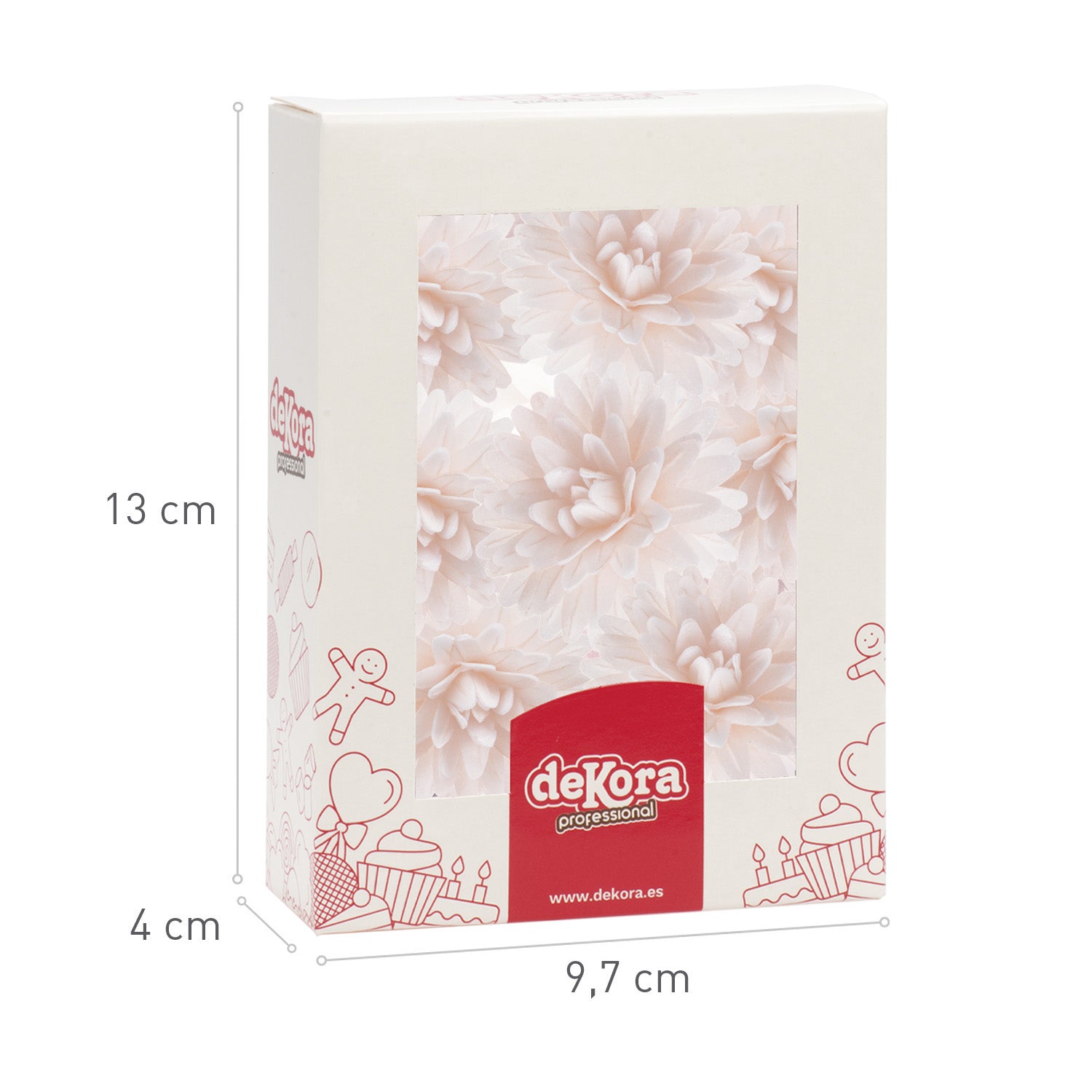 BOX OF 12 WHITE WAFER POMPONS Ø 4.5CM