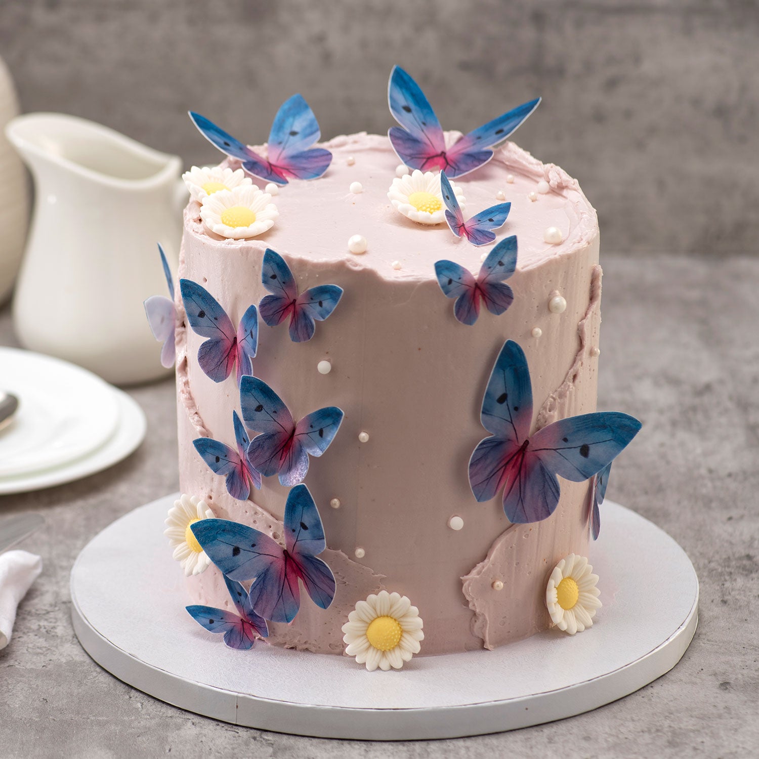 BUTTERFLIES WAFER BLUE TONES 3-6CM