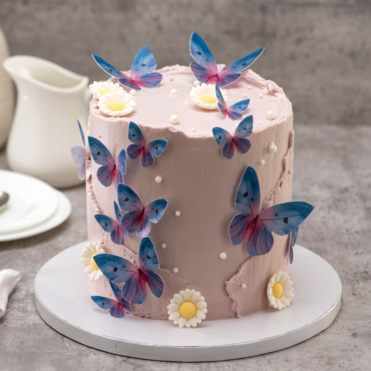 BUTTERFLIES WAFER BLUE TONES 3-6CM