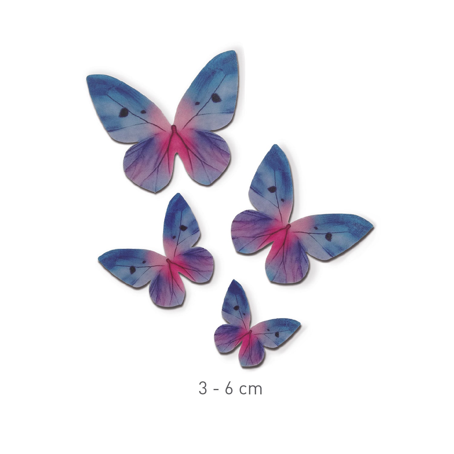 BUTTERFLIES WAFER BLUE TONES 3-6CM