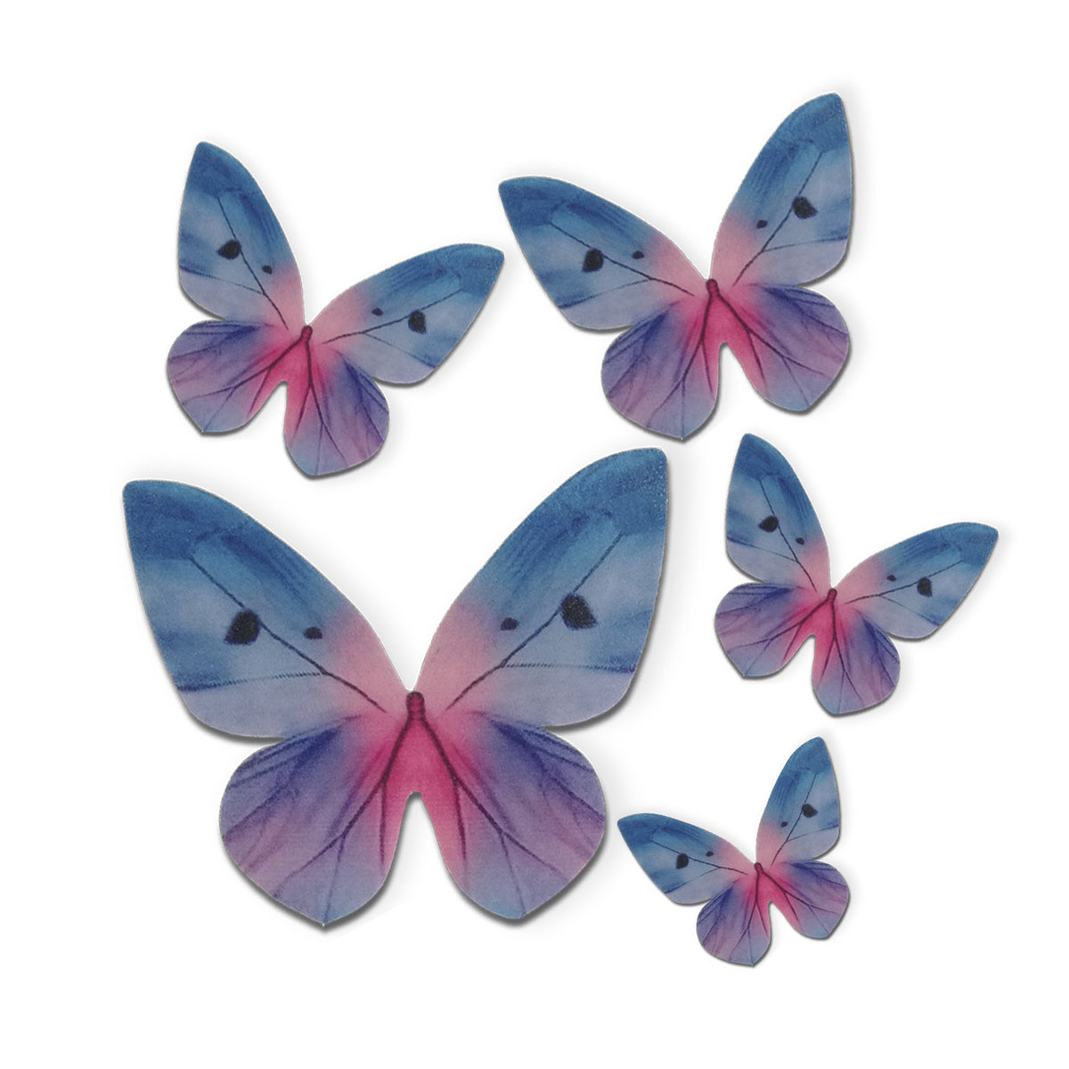 BUTTERFLIES WAFER BLUE TONES 3-6CM