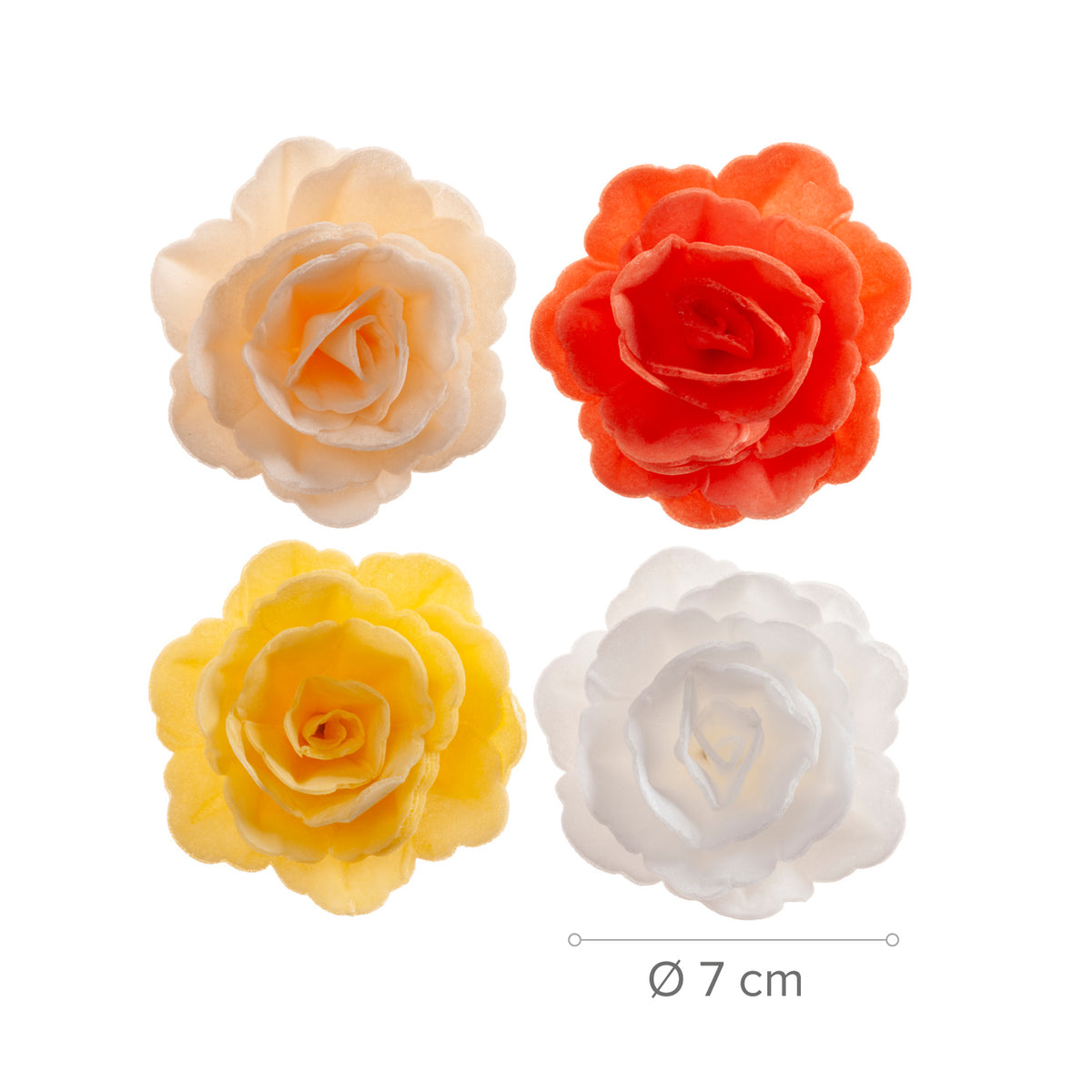 CAJA DE 15 ROSAS DE OBLEA OTOÑO COLORES SURTIDOS Ø 7CM