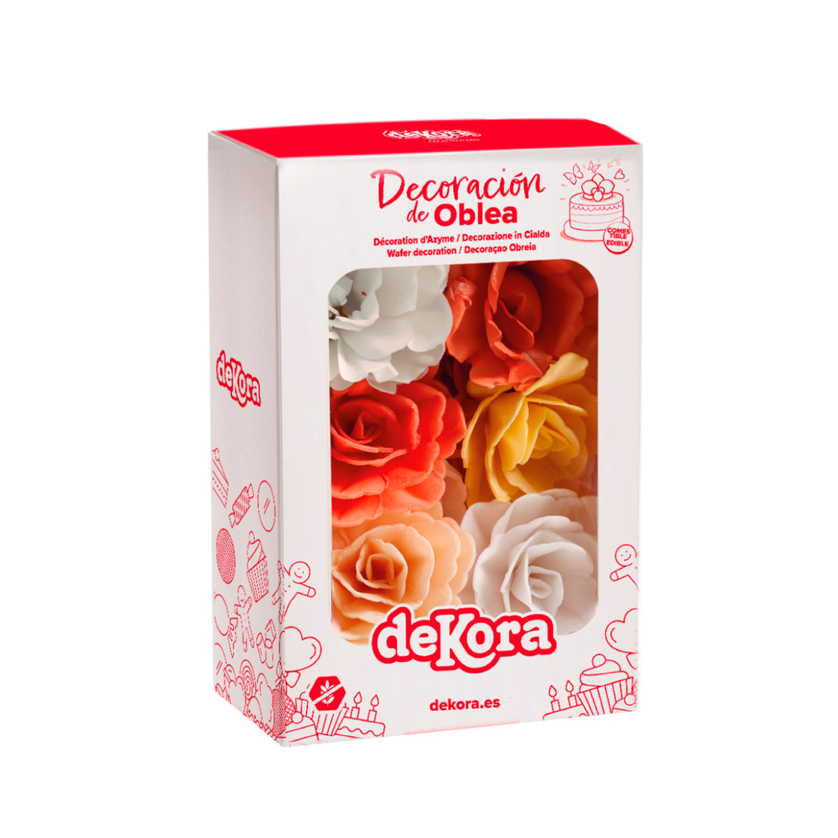 CAJA DE 15 ROSAS DE OBLEA OTOÑO COLORES SURTIDOS Ø 7CM