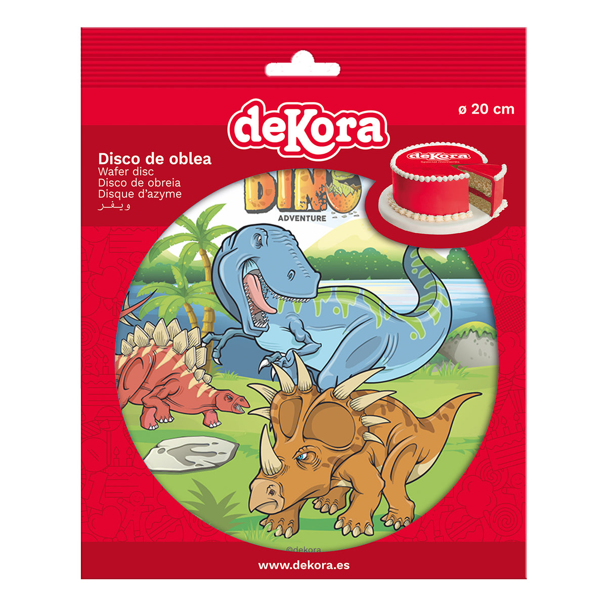 DISCO OBLEA TARTA DINOSAURIO 20CM