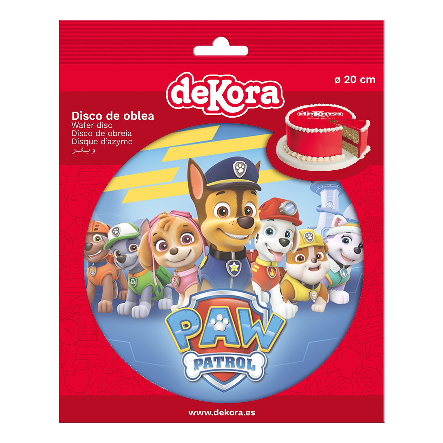 DISCO OBLEA TARTA PAW PATROL 20CM