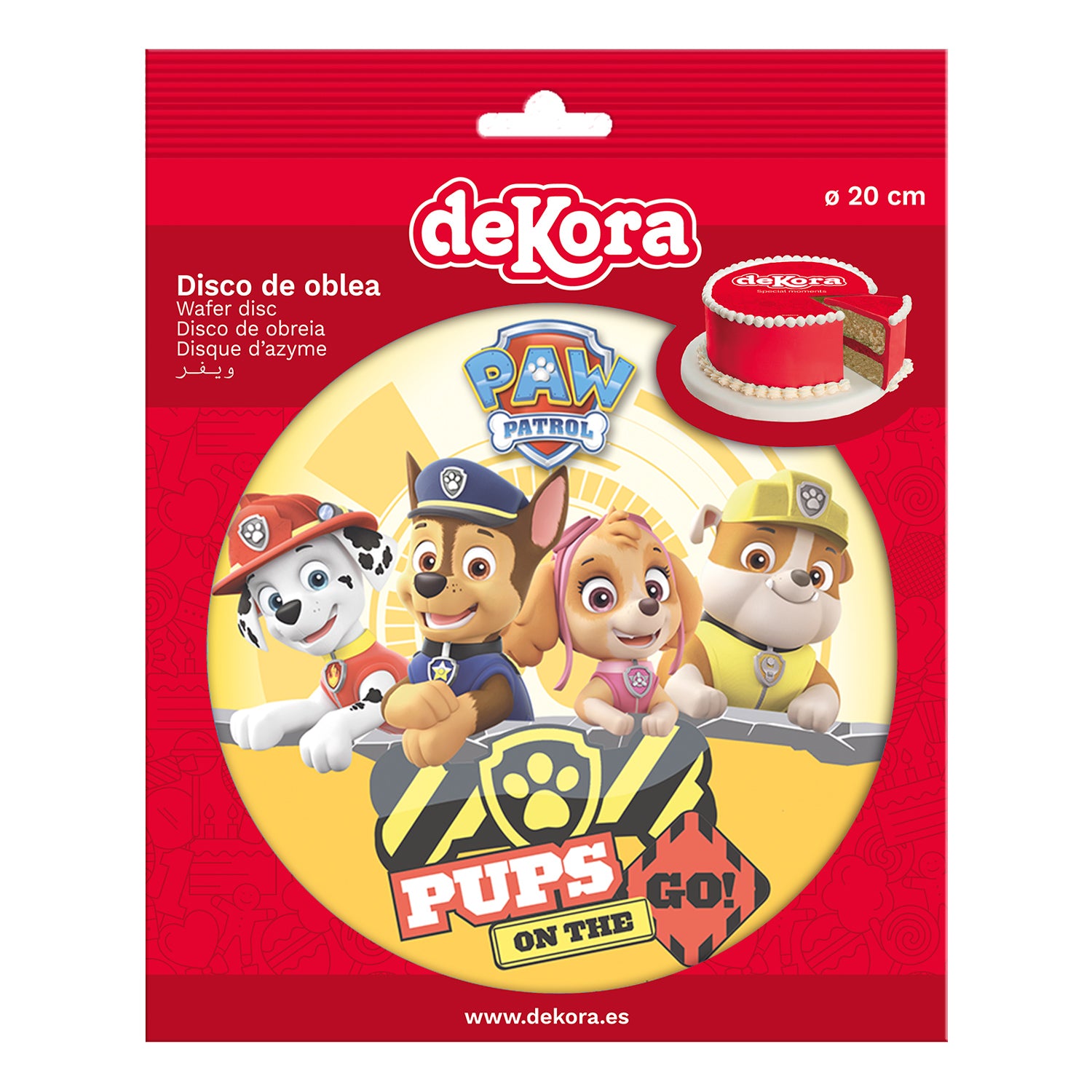 DISCO OBLEA TARTA PAW PATROL PUPS 20CM