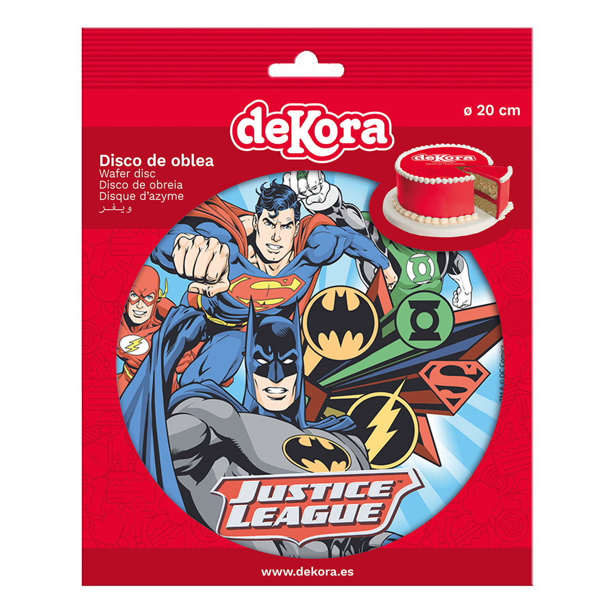 6 JUSTICE LEAGUE WAFER CAKE DECORATING DISCS 20 CM