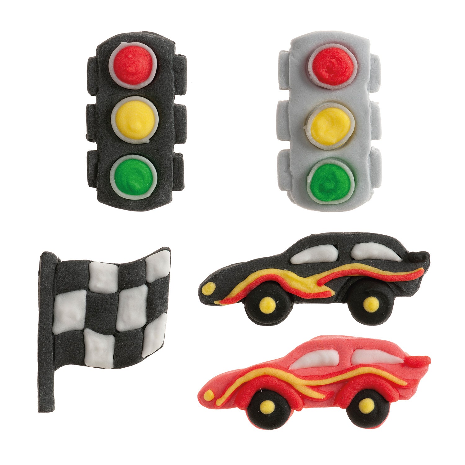 DECORACION AZUCAR COCHES CARRERAS 6 DISEÑOS 48 UDS
