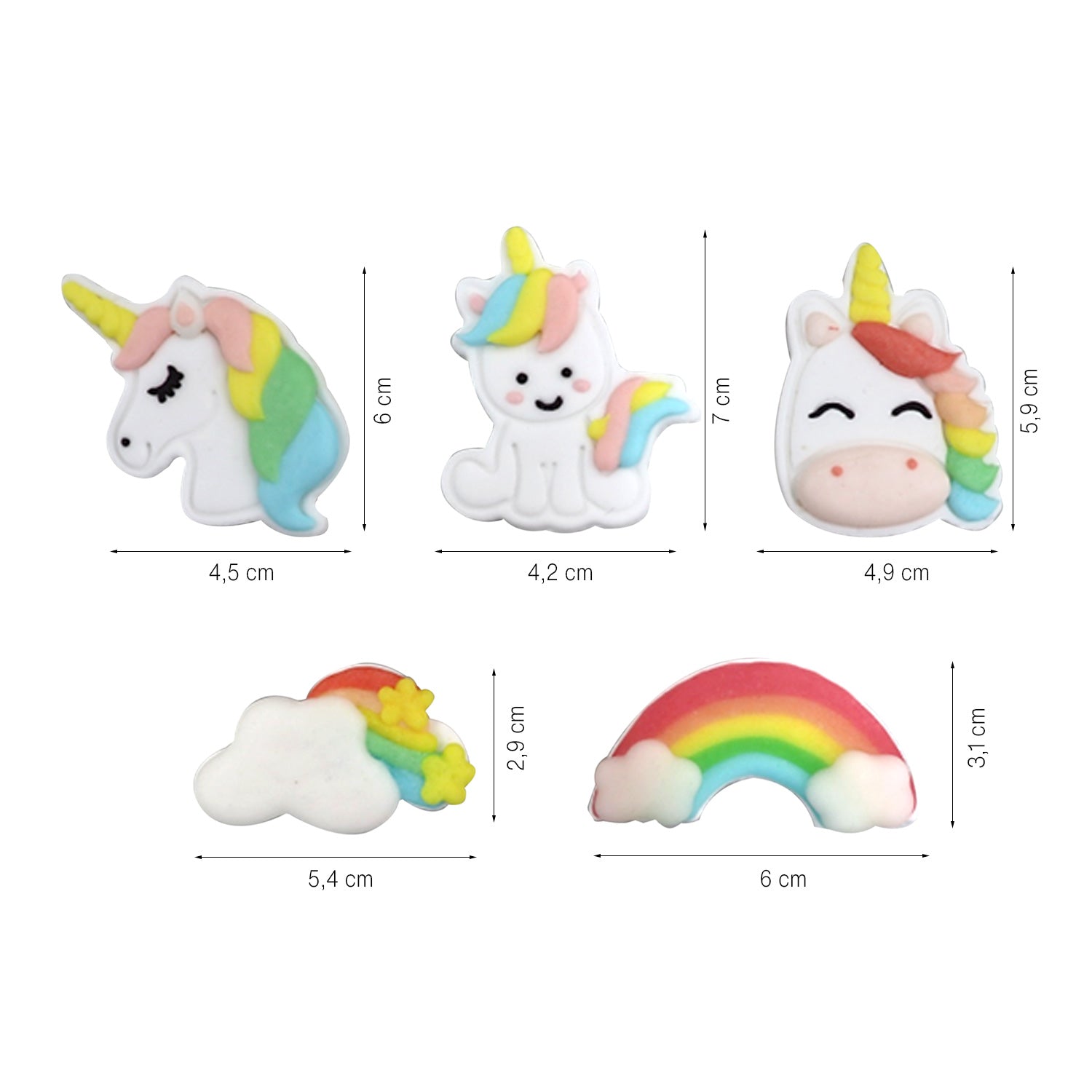 DECORACION AZUCAR 2D UNICORNIO 4-7CM