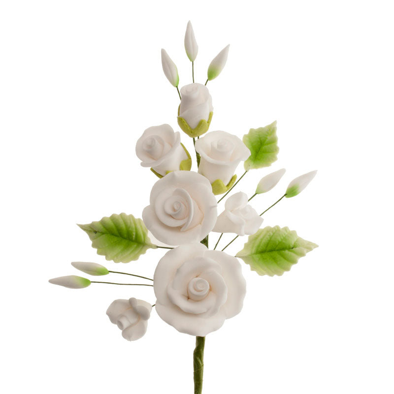 RAMOS DECORACION AZUCAR ROSAS BLANCAS 13CM