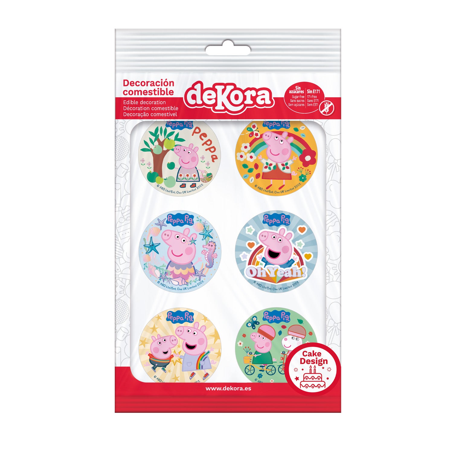 MIX DISCOS COMESTIBLES PEPPA PIG ZERO 6U Ø5,8CM A5