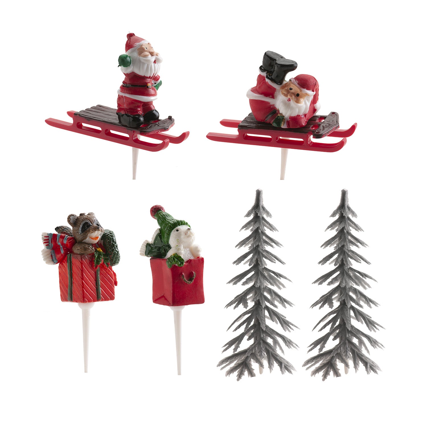 CAKE TOPPER FIGURA PLÁSTICO PINO PLATA, 6 UDS, 12 BOLSAS