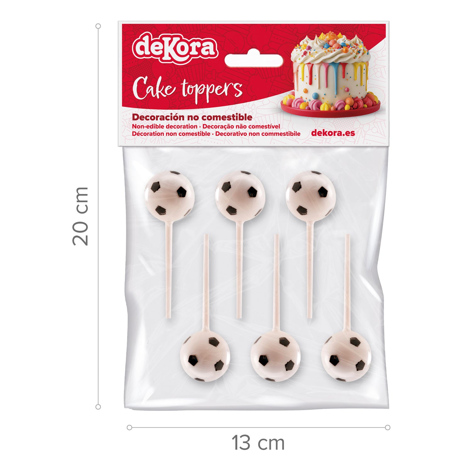 CAKE TOPPER BALONES FÚTBOL 6 UDS 12 BOLSAS
