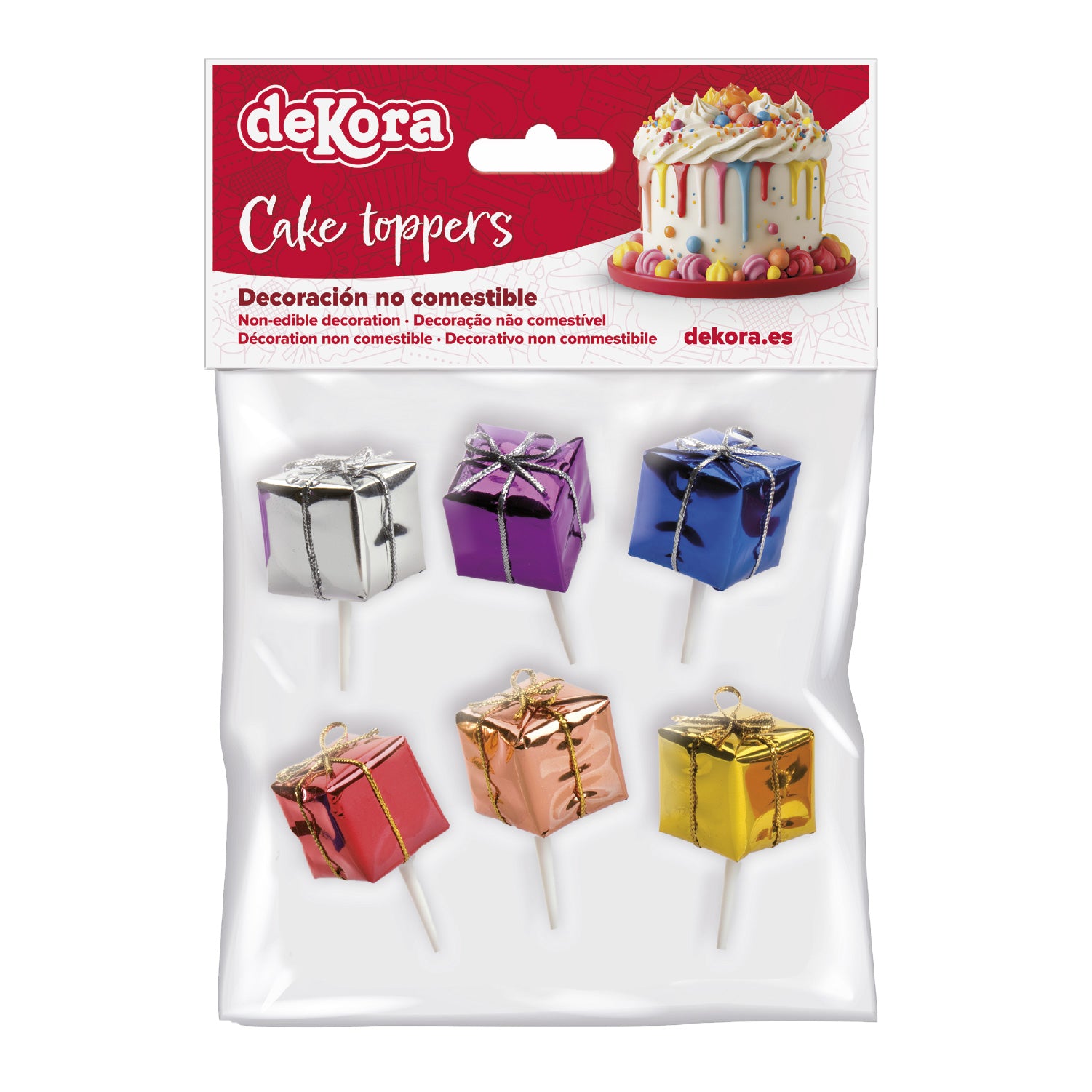 CAKE TOPPER FIGURA PLÁSTICOS REGALOS 6UDS, 12 BOLSAS
