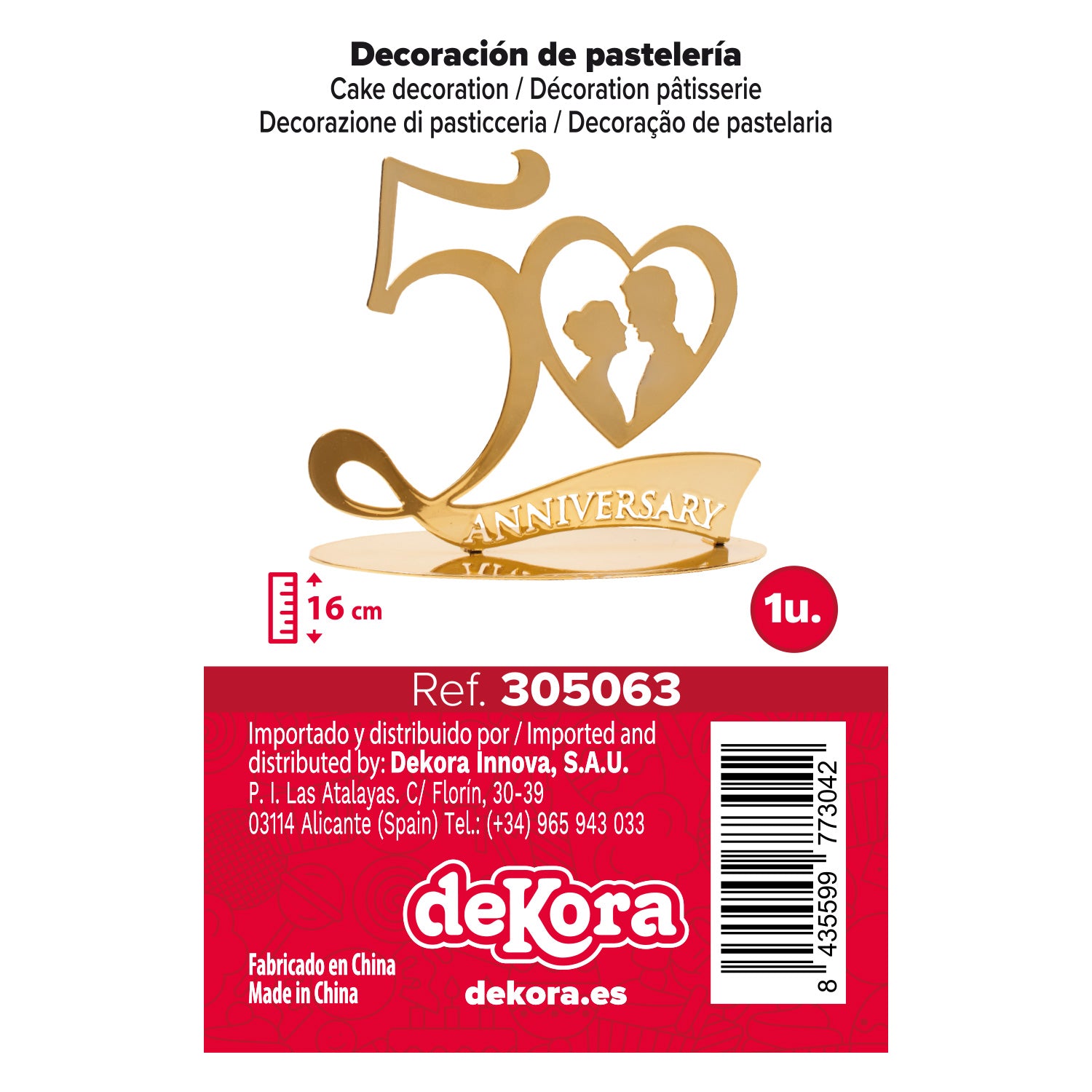 50 ANIVERSARIO METAL ORO 20X16CM