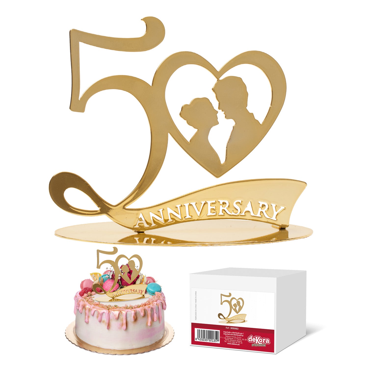 50 ANIVERSARIO METAL ORO 20X16CM