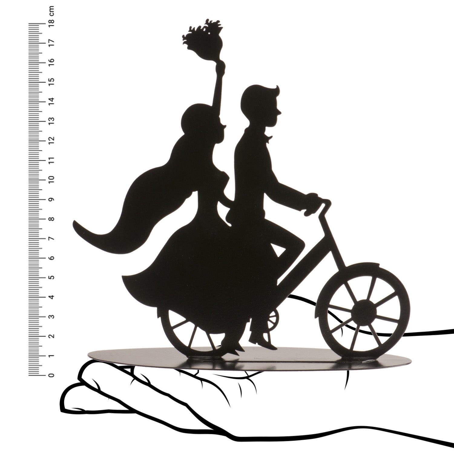 PAREJA BODA METAL NEGRO BICICLETA 18 CM
