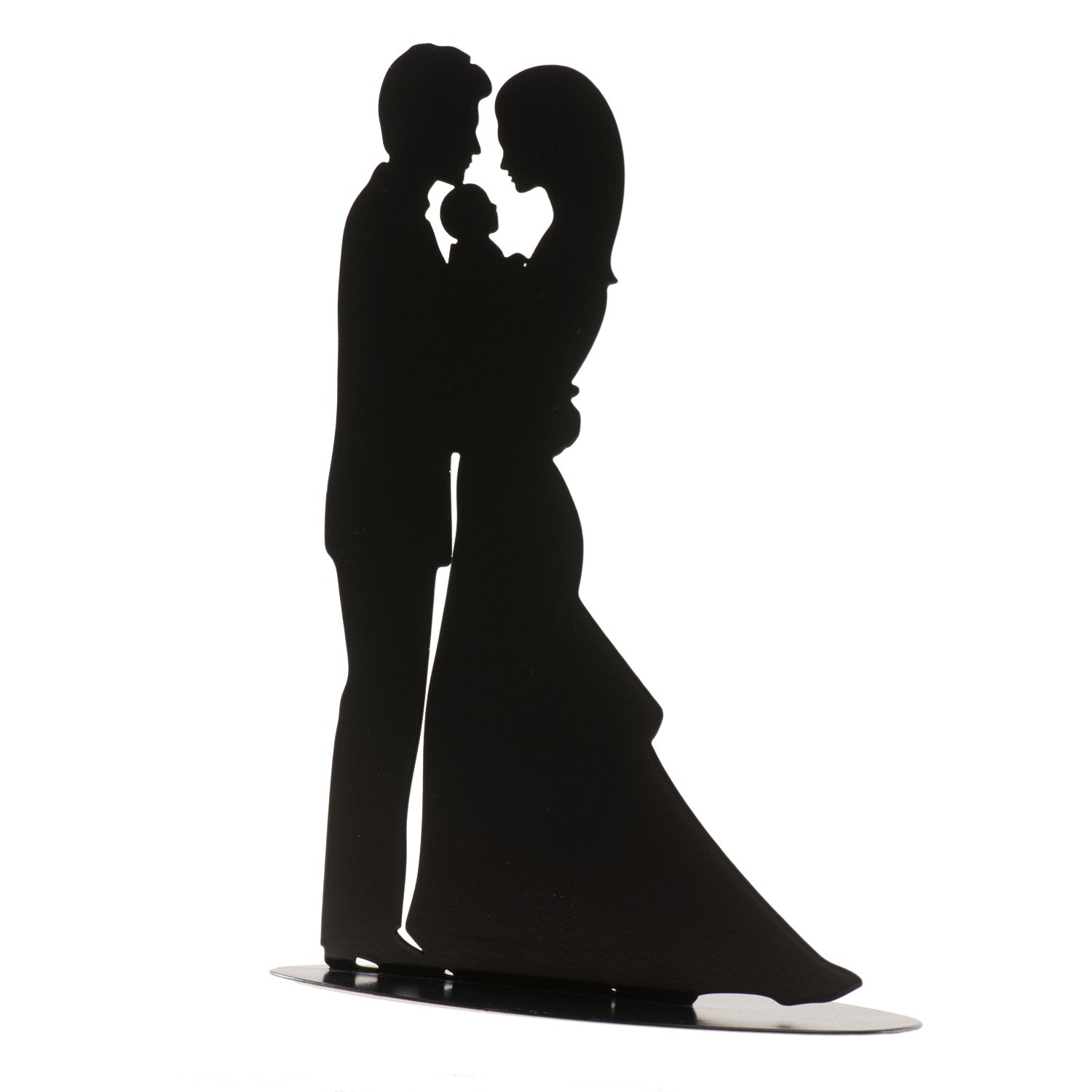 PAREJA BODA CON BEBE DE METAL NEGRO 18CM