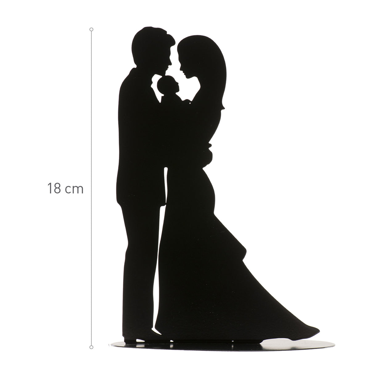 PAREJA BODA CON BEBE DE METAL NEGRO 18CM