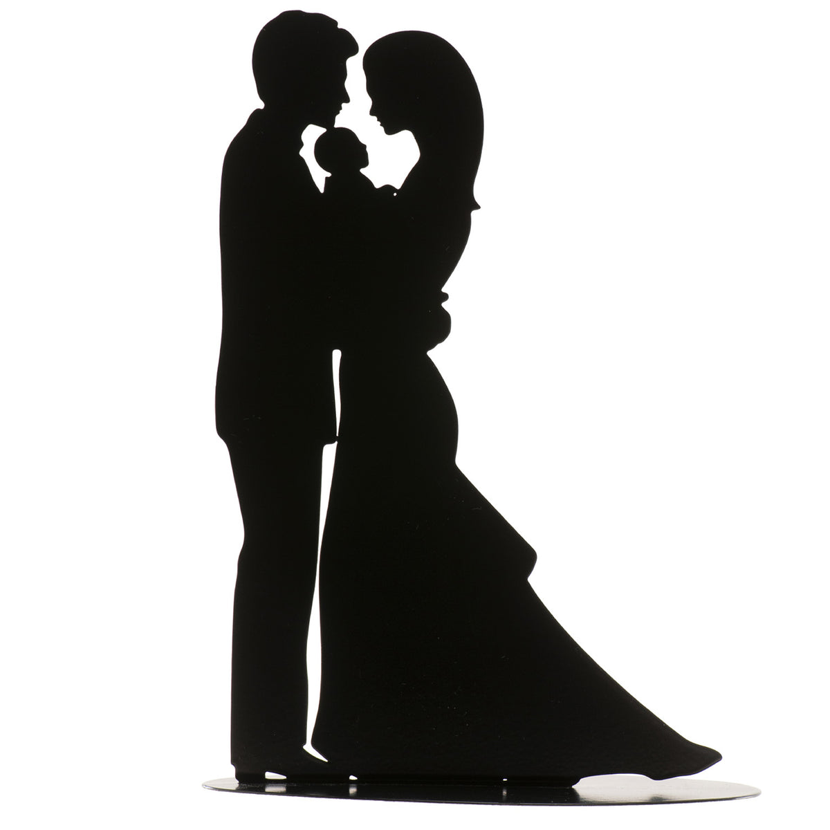 PAREJA BODA CON BEBE DE METAL NEGRO 18CM