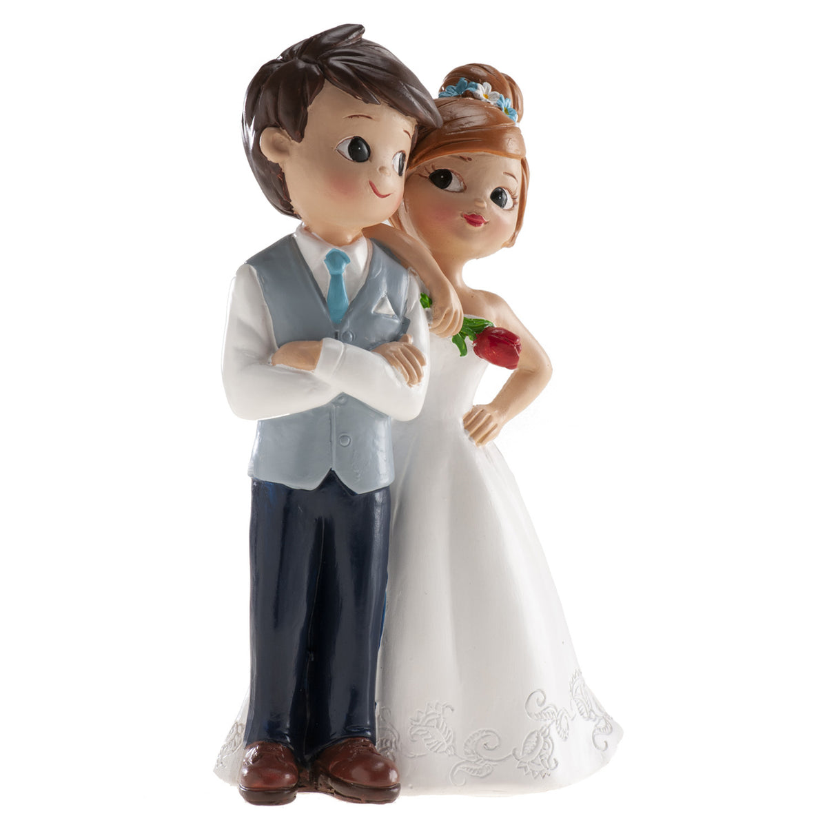 PAREJA BODA CON FLOR 16CM