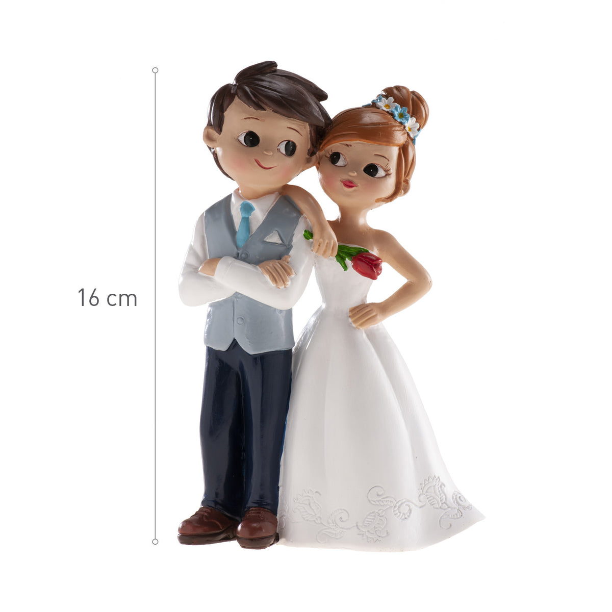 PAREJA BODA CON FLOR 16CM