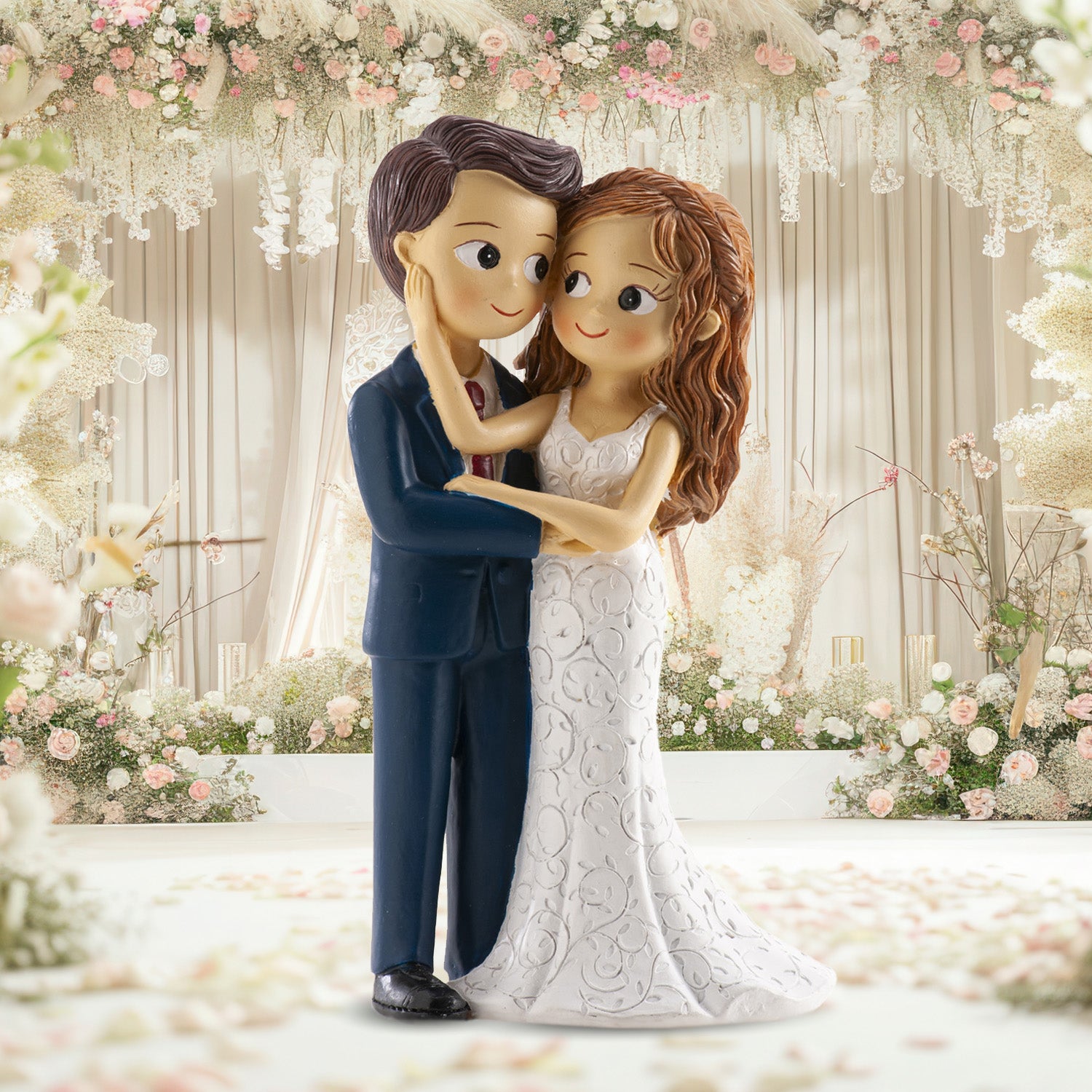 WEDDING COUPLE TOUCH HAND WITH FACE