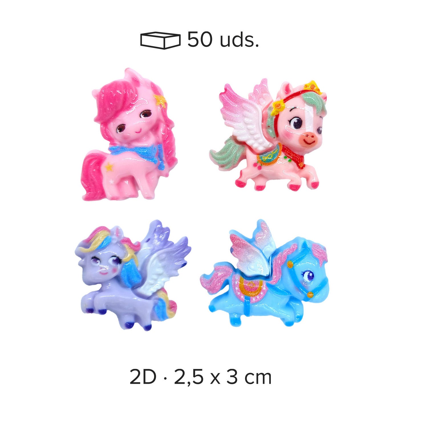 UNICORNS XMAS FIGURINES 2D ASSORT. 2.8X2.6CM PVC