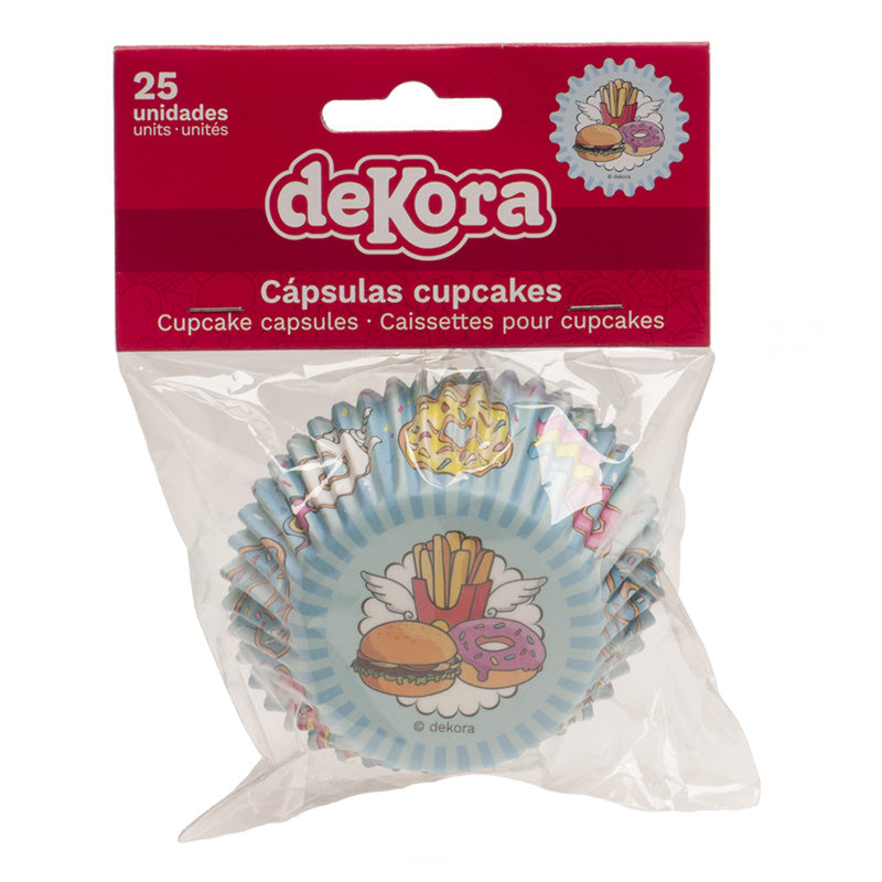BLISTER 25 CAPSULAS CUPCAKE FAST FOOD Ø 5CM H 3CM
