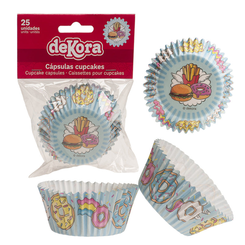 BLISTER 25 CAPSULAS CUPCAKE FAST FOOD Ø 5CM H 3CM