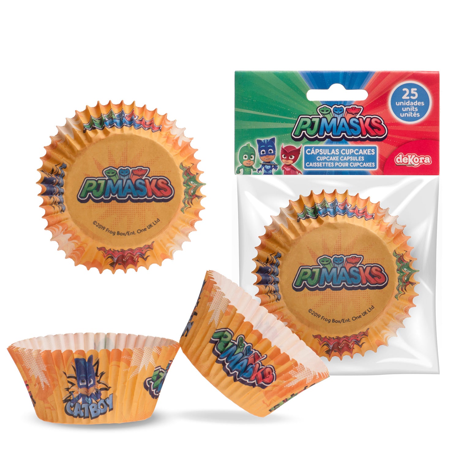 BLISTER 25 CAPSULAS CUPCAKE PJ MASK Ø 5CM H 3CM