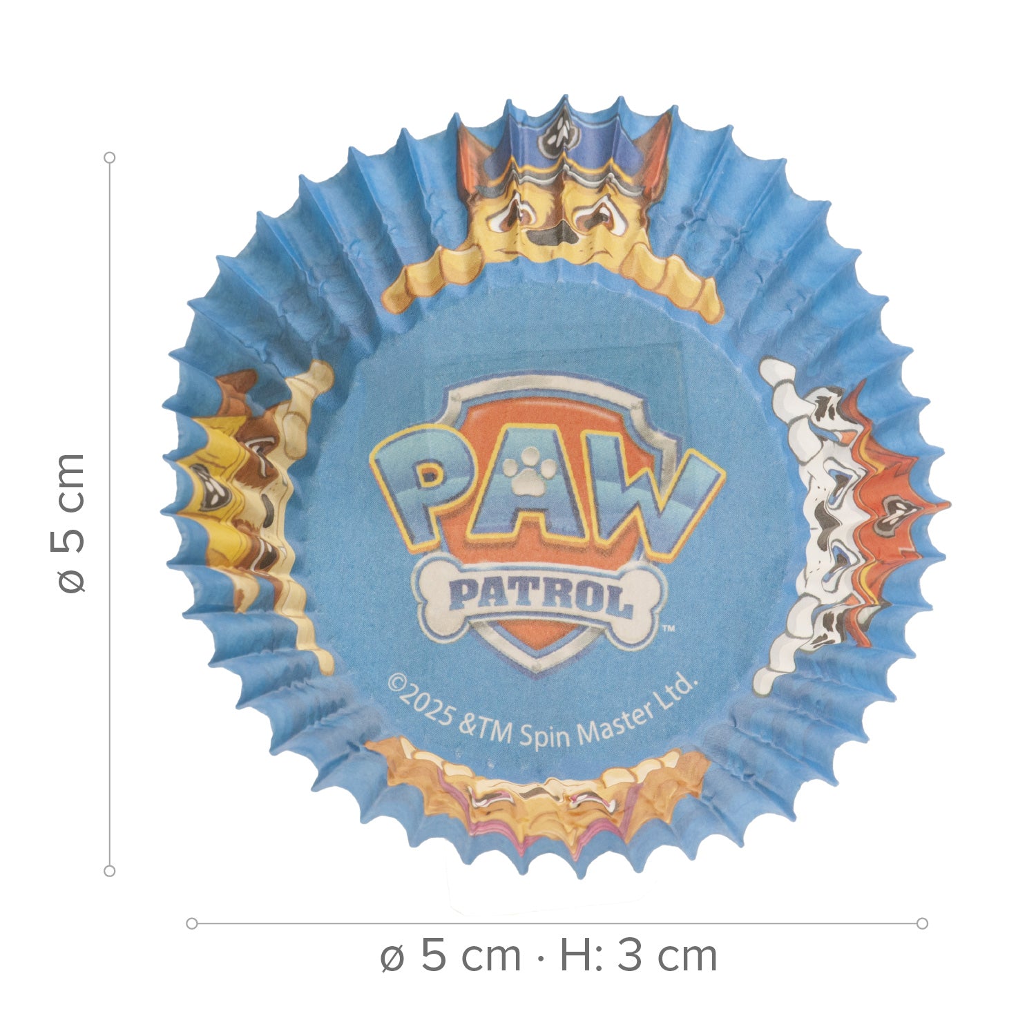 BLISTER 25 CAPSULAS CUPCAKE PAW PATROL MIX Ø 5CM H 3CM